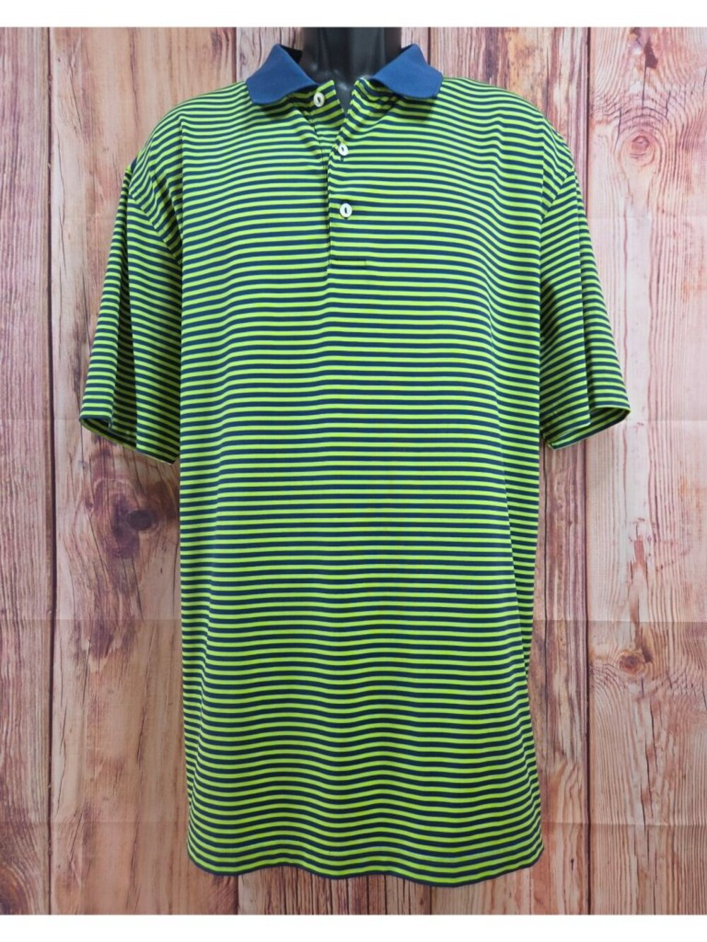 Peter Millar Summer Comfort Striped Polo Size XL Navy & Lime